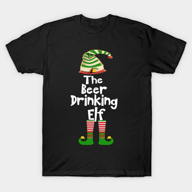 The Beer Drinking Elf Family Matching Group Christmas Gift Funny T-Shirt by albaley